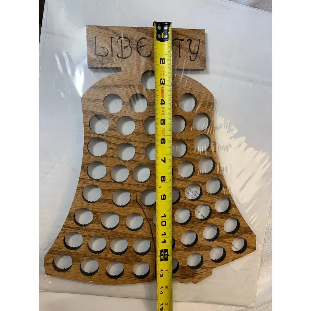 NEW Wooden Liberty Bell Bottle Cap Holder